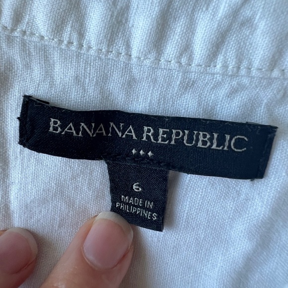 Banana Republic Womens White A-Line Button Down Linen Bridal Shower Sundress 6 - Picture 4 of 10